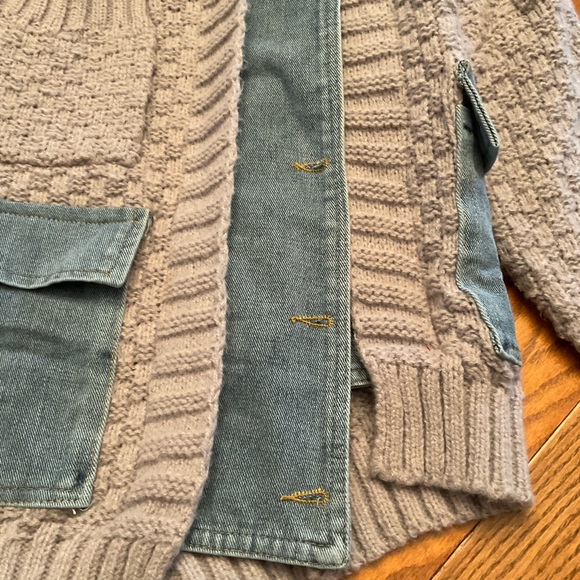 Oversized Denim Jacket/Knitted Cardigan Sweater Coat, Streetwear, Women’s Sz M - Picture 8 of 9